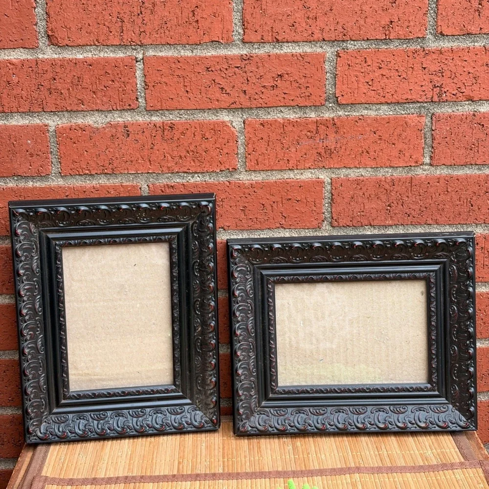Black Ornate Vintage Picture Frames Set Of 2 For 5x7 Photos Decorative Scolls