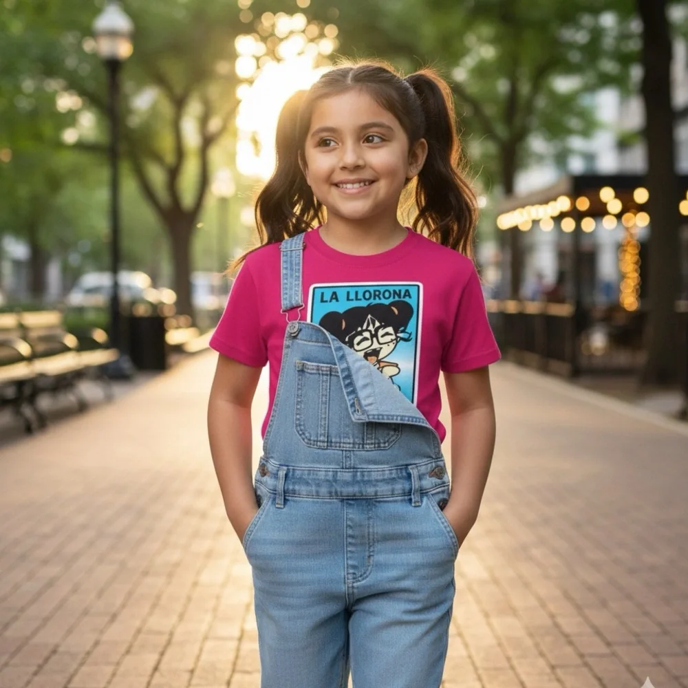 Girls Pink Graphic Tee La Llorona‎ Shirt Size M Kids Cotton