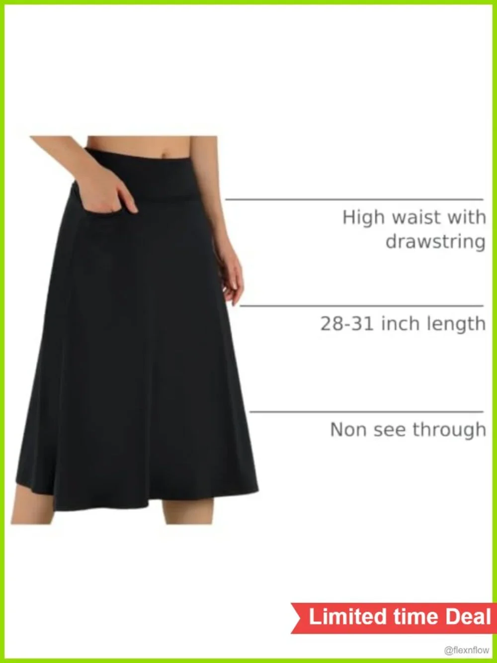 High Waist Midi Skort with Pockets - Athletic Golf Tennis Skirt with Shorts