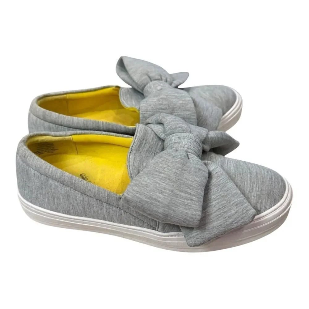 Nine West's Onosha Women's Gray Knit Bow Sliip-on Platform Sneakers 7