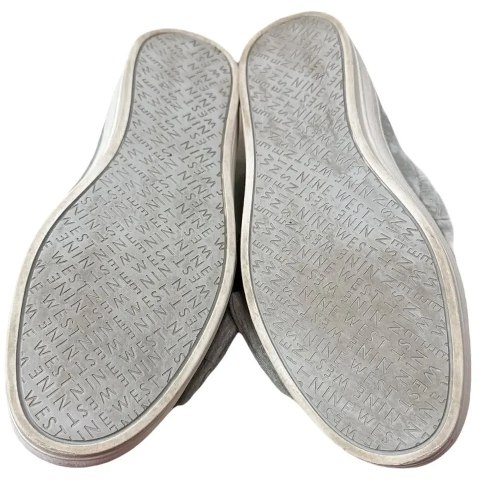 Nine West's Onosha Women's Gray Knit Bow Sliip-on Platform Sneakers 7
