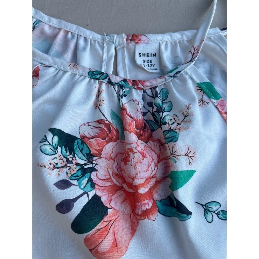 Girls Dressy 2pc Cream and Pink Floral outfit‎ size 11-12y