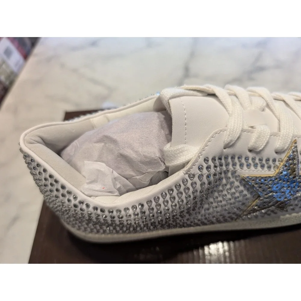 Outwoods Goddess-2 Sneakers Wo 10 White Silver New Rhinestone Glitter Star Shoes