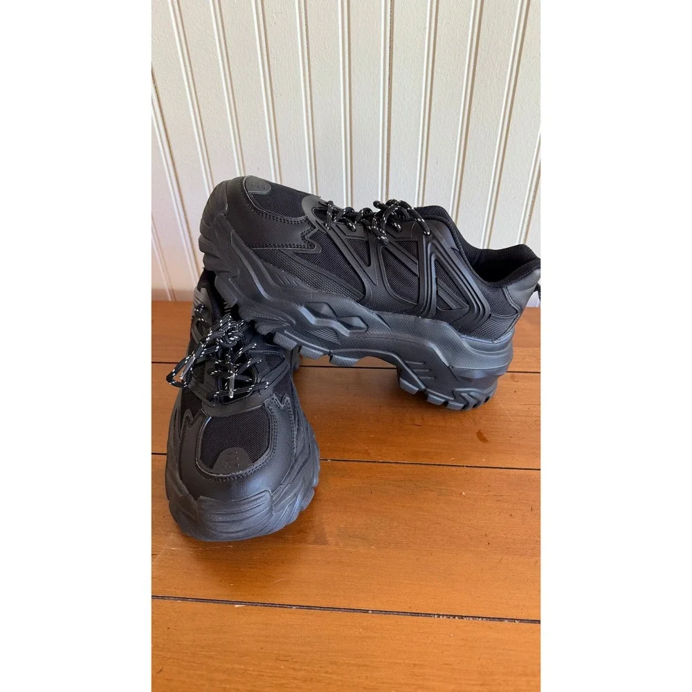 Niluber High Rise Black Chunky Sneaker Women's Size 9‎ Lightweight Non-Slip