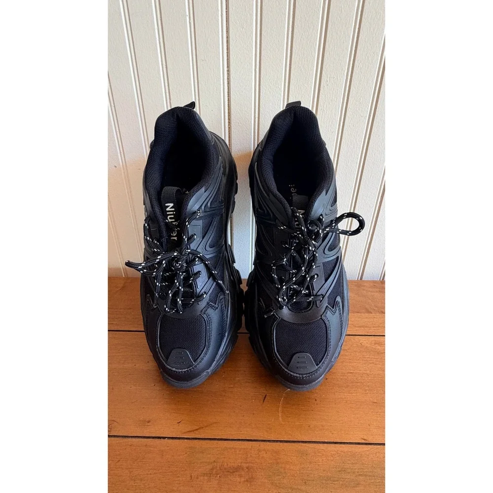 Niluber High Rise Black Chunky Sneaker Women's Size 9‎ Lightweight Non-Slip