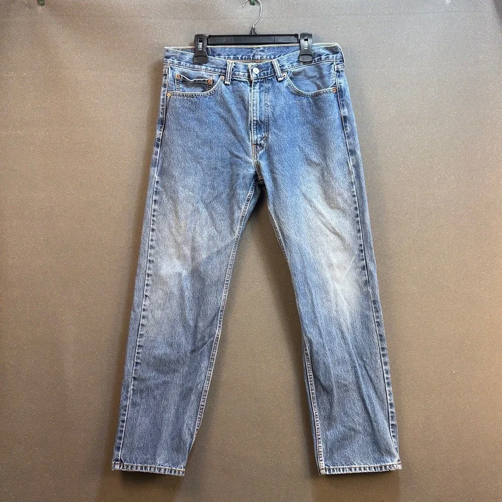 Levi's 505 Mens W36 L32‎ Straight Fit Jeans Blue Denim Casual Pants