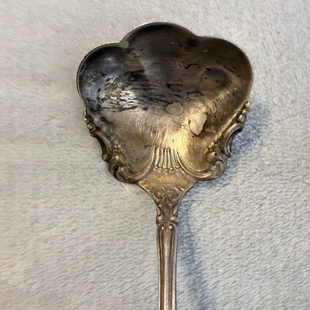 Antique WM Rogers & Son AA‎ Silverplate Bon Bon Candy Nut Serving Spoon 6