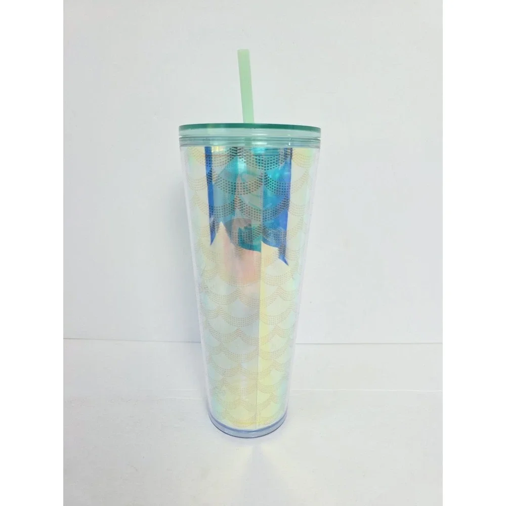 Starbucks Tumbler 24oz‎ Irridescent travel cup green blue