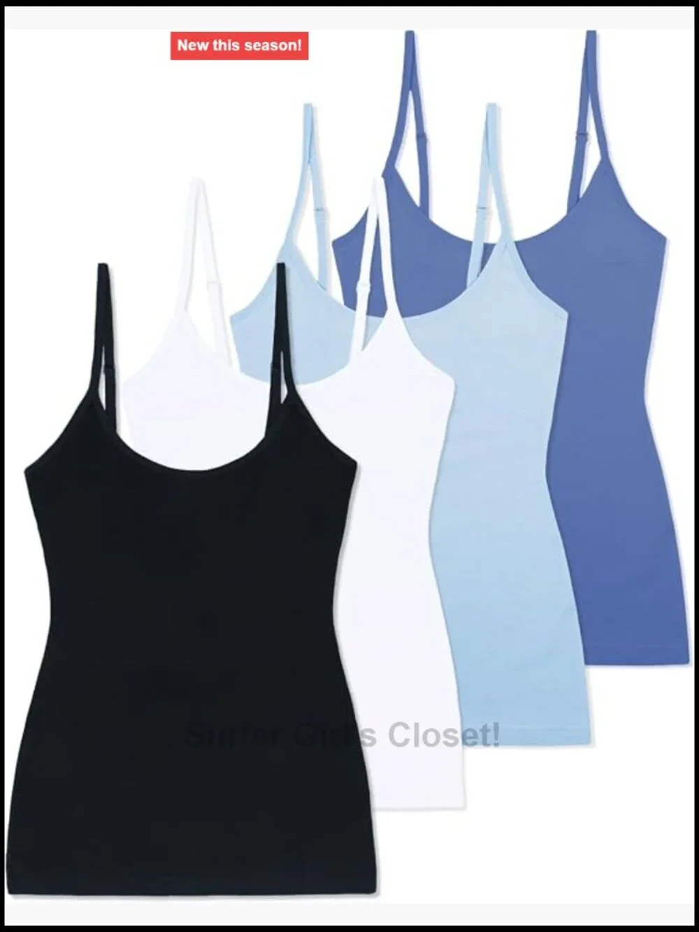 Slim-Fit Camisole 4-Pack Adjustable Spaghetti Strap Cotton Spandex