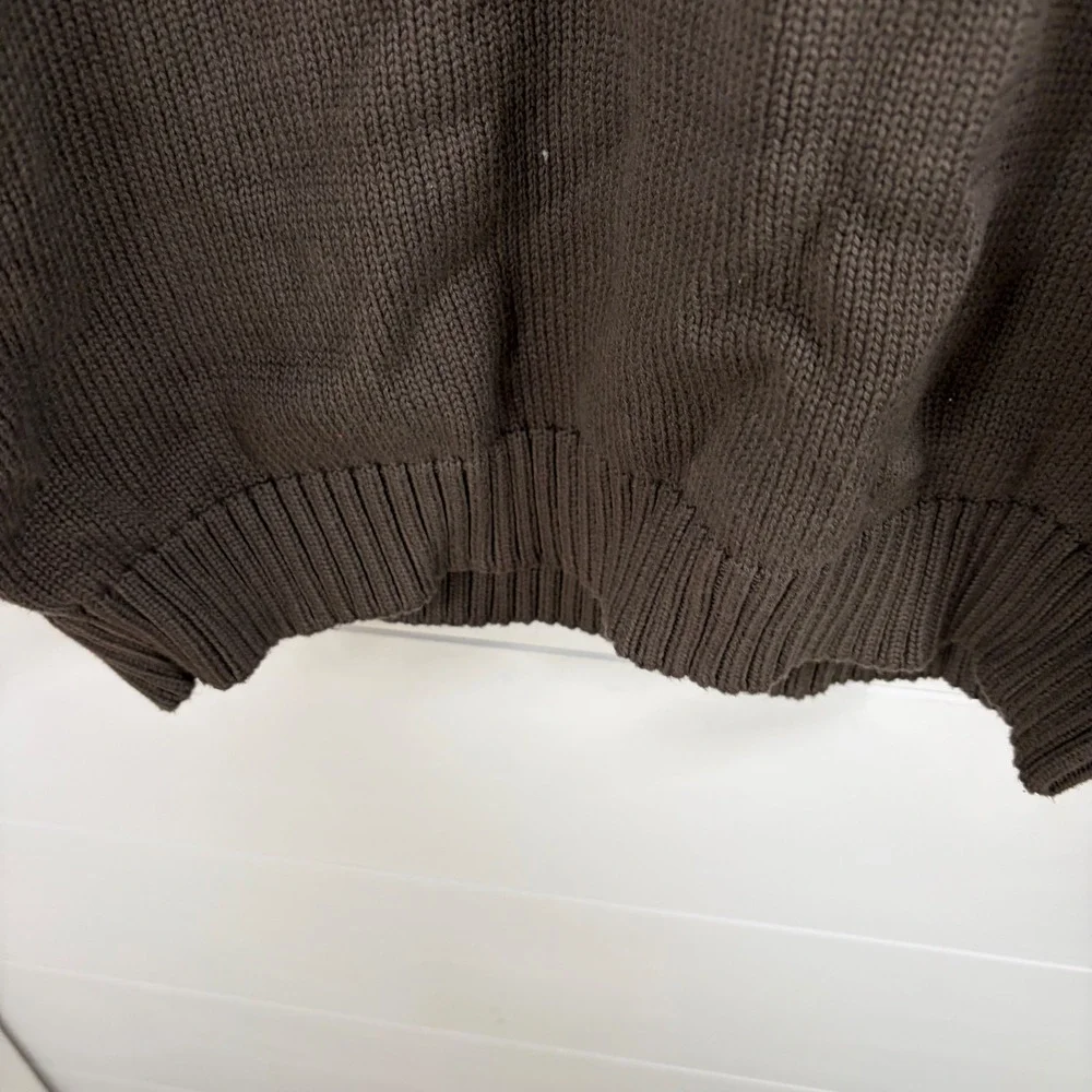 Vintage 90s LL Bean V-Neck Sweater Men L Tall Brown 100%‎ Cotton Knit Pullover