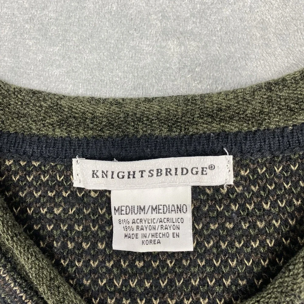 Vintage Knightsbridge Sweater Mens Size M Brown Chenille Roll V Neck 90s Grandpa