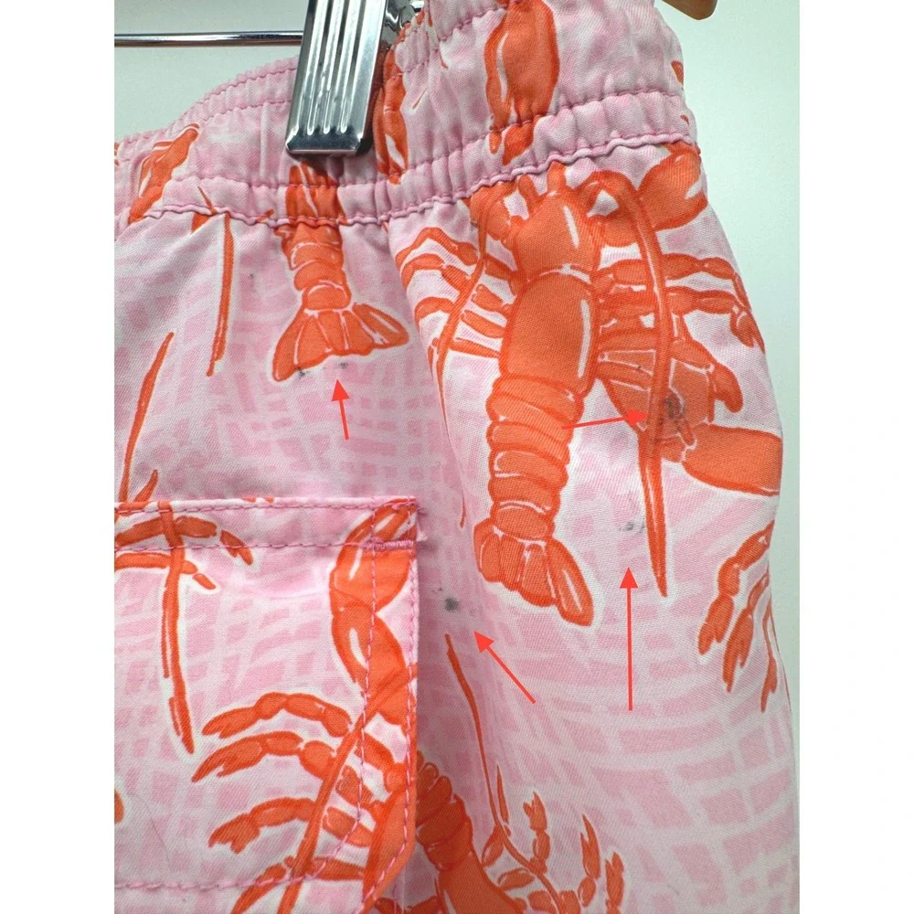 Vineyard Vines Swim Trunks Mens XXL‎ Pink Lobster Print Coastal Preppy Shorts