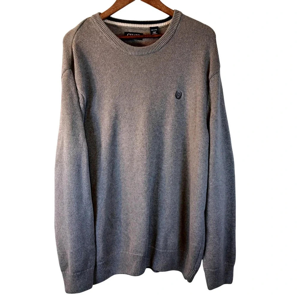 Chaps Mens Gray Crewneck Long Sleeve‎ Sweater 2XLT Big Tall Casual