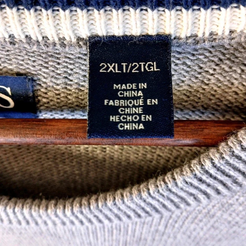 Chaps Mens Gray Crewneck Long Sleeve‎ Sweater 2XLT Big Tall Casual
