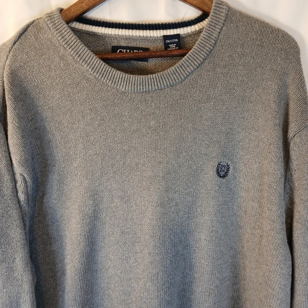 Chaps Mens Gray Crewneck Long Sleeve‎ Sweater 2XLT Big Tall Casual