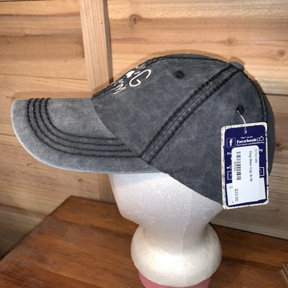 KB Ethos Dog Mom Cap HAT Woman's Black Faded NWT One Size‎ 100% Cotton
