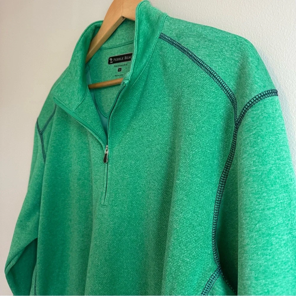 Pebble Beach Performance Quarter‑Zip Pullover Men’s Medium | Green Athletic Golf