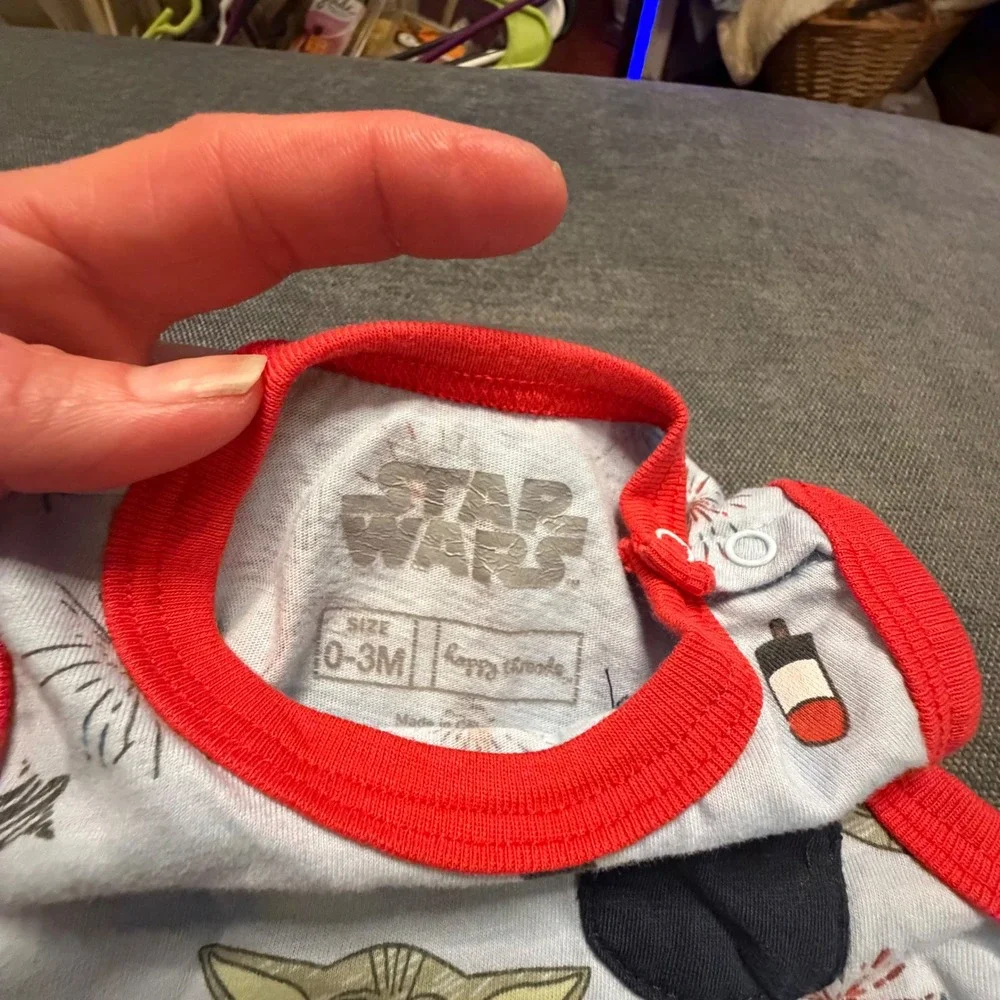 Star Wars Baby Yoda Grogu‎ Patriotic 4th of July Romper 0-3M Blue Red Sleeveless