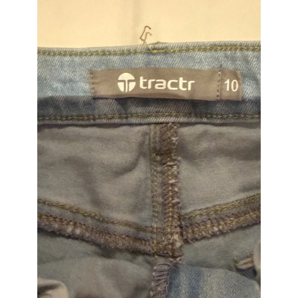 Tractr Girls Light Wash Denim Rainbow Heart Shorts Frayed Hem Size‎ 10