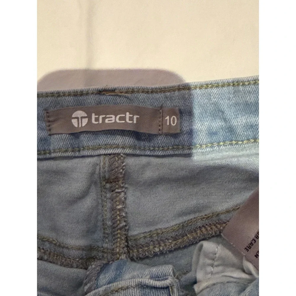 Tractr Girls Light Wash Denim Rainbow Heart Shorts Frayed Hem Size‎ 10