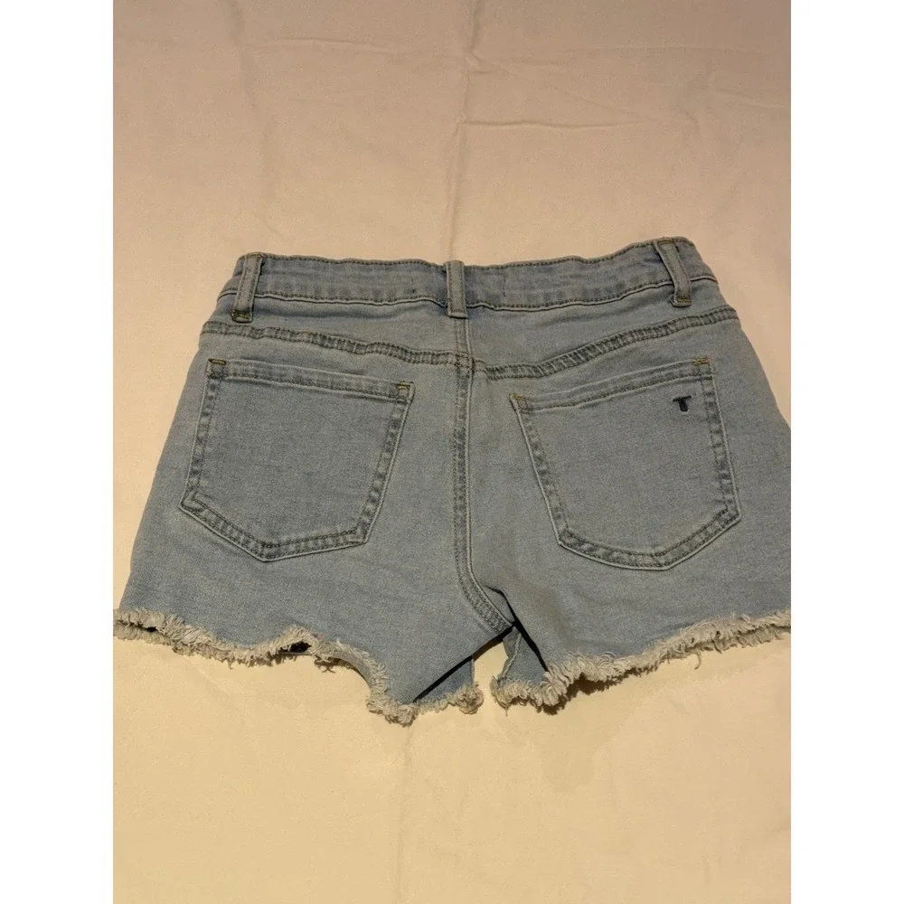 Tractr Girls Light Wash Denim Rainbow Heart Shorts Frayed Hem Size‎ 10