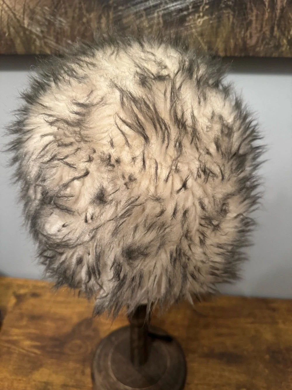 Womens Wolf Faux Fur Hat‎ White Black Shaggy Y2K Festival Winter Unisex