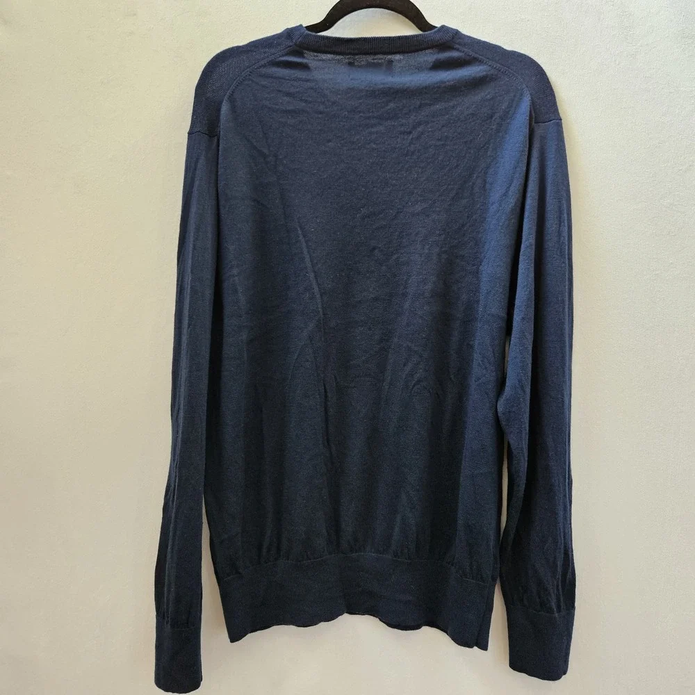 Bonobos Sweater Men XXL Slim Navy 100% Extra Fine Merino Wool Crew Neck Pullover