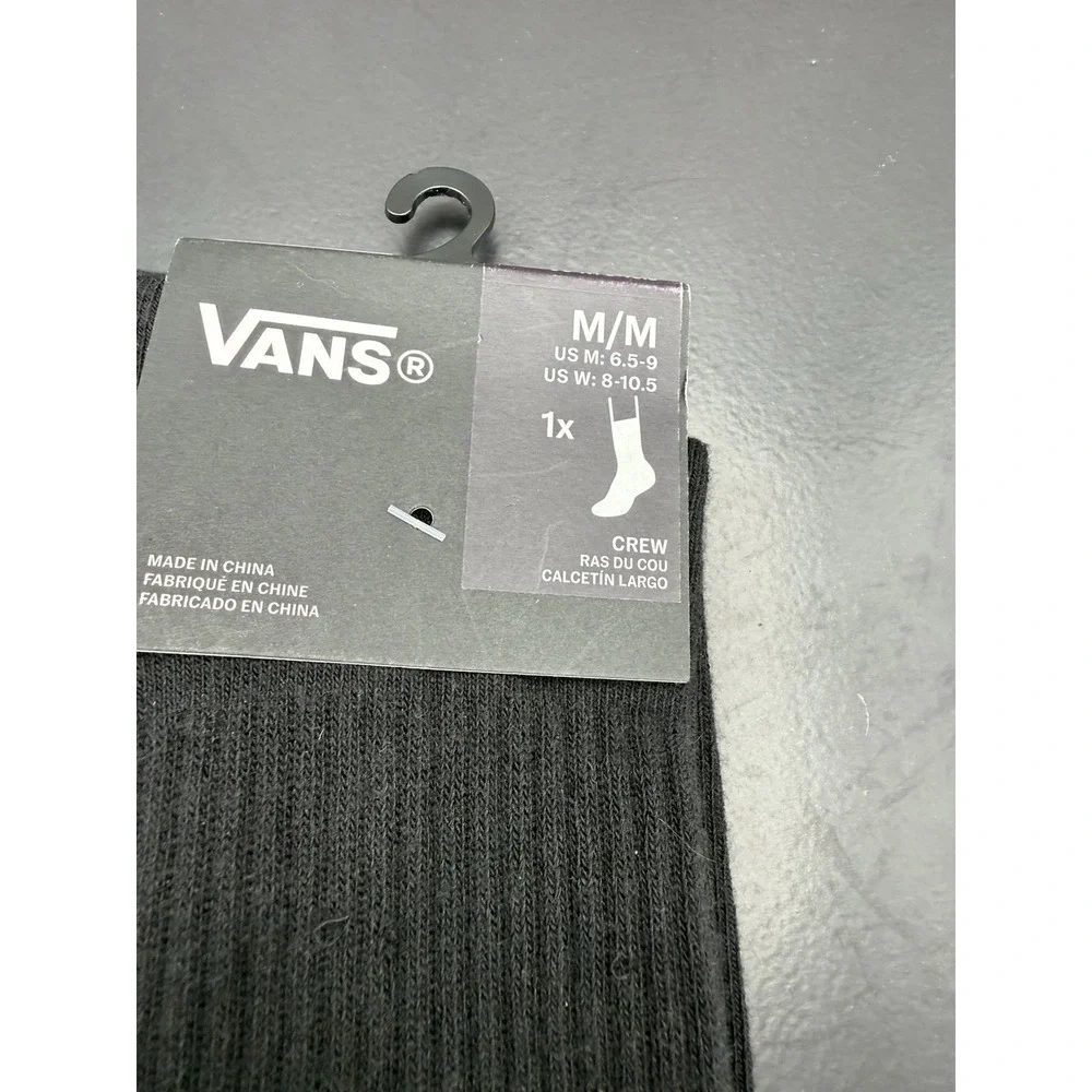 Vans Black Crew Socks Unisex Sz Medium Men 6.5-9 Women 8-10.5 Green Sun Graphic‎