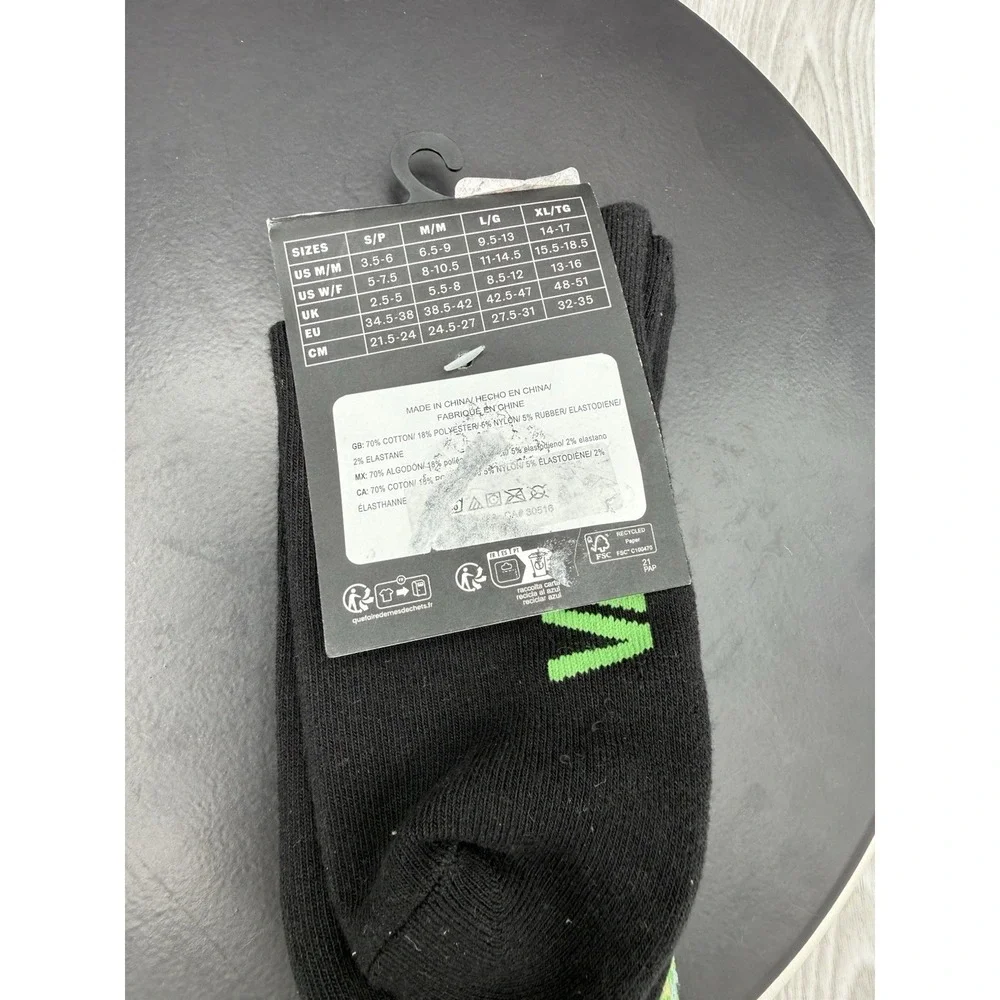 Vans Black Crew Socks Unisex Sz Medium Men 6.5-9 Women 8-10.5 Green Sun Graphic‎
