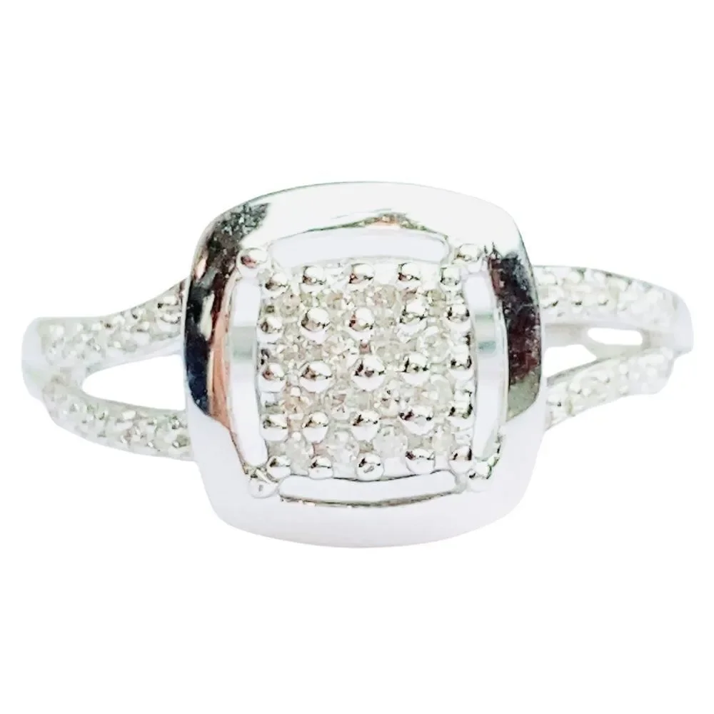 Diamond 925 Sterling Silver Ring Sz‎ 6.75