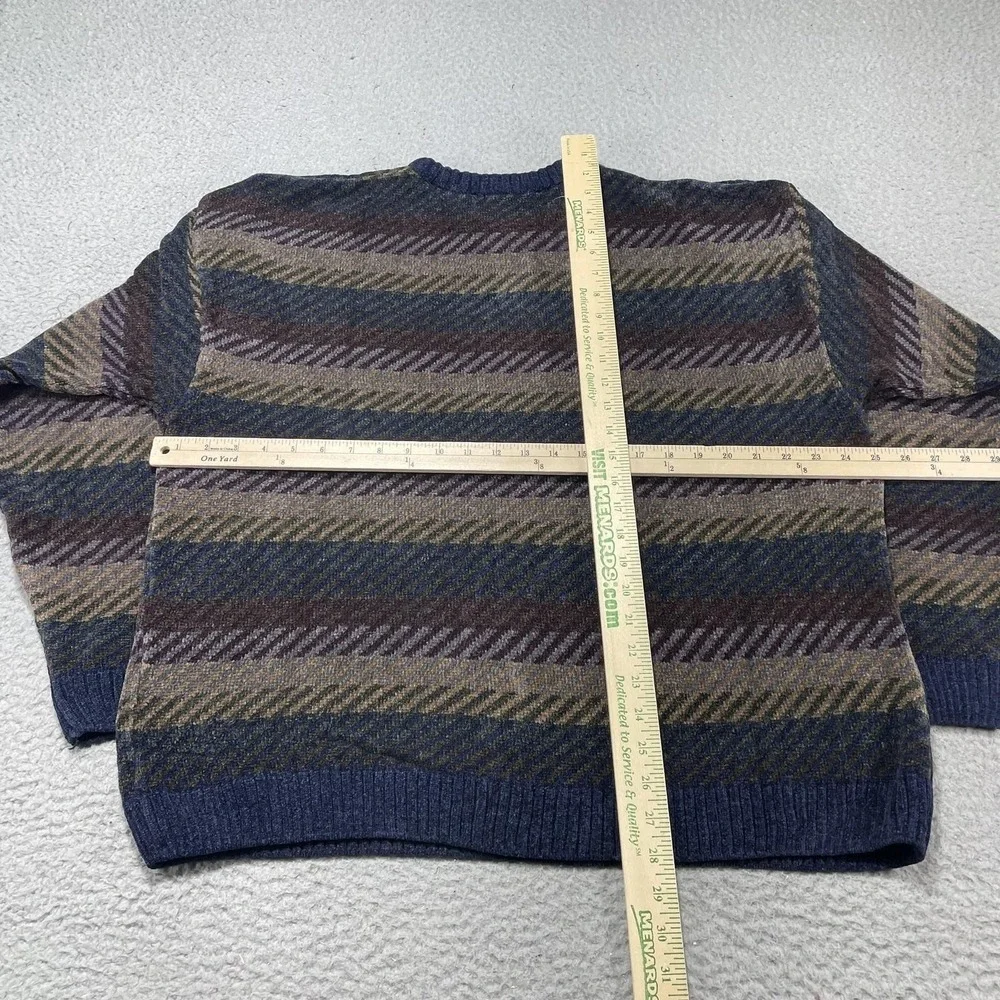 Geoffrey‎ Beene Sweater Mens XL Multicolor Stripe Knit Acrylic Crewneck Pullover
