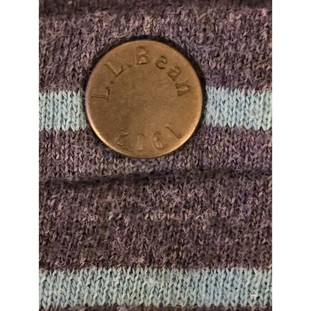 L.L.‎ Bean Mens Medium Blue Long Sleeve Shirt Crew Neck Striped