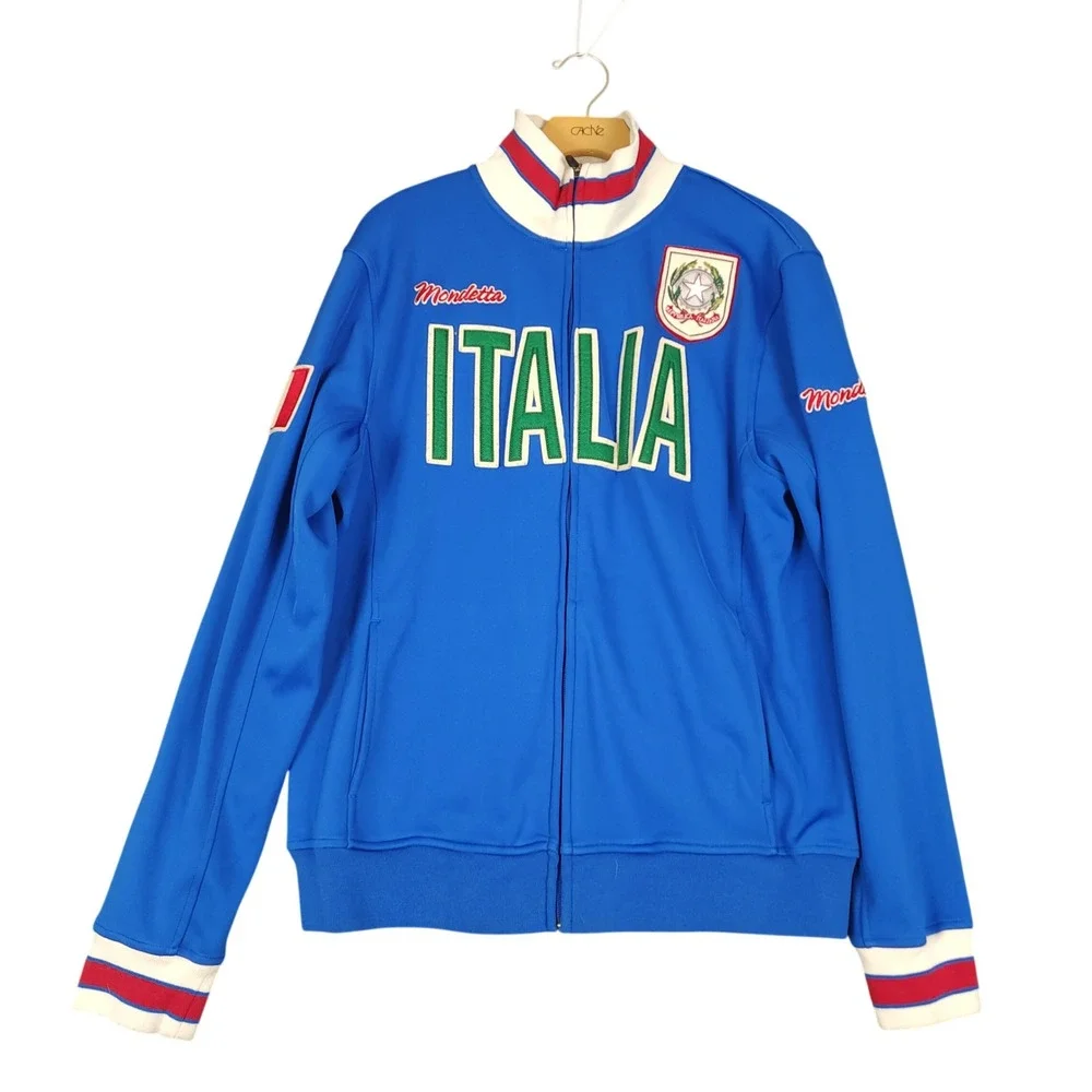 Mondetta‎ Italia Track Jacket Men's Large Blue White Red Full Zip Athletic