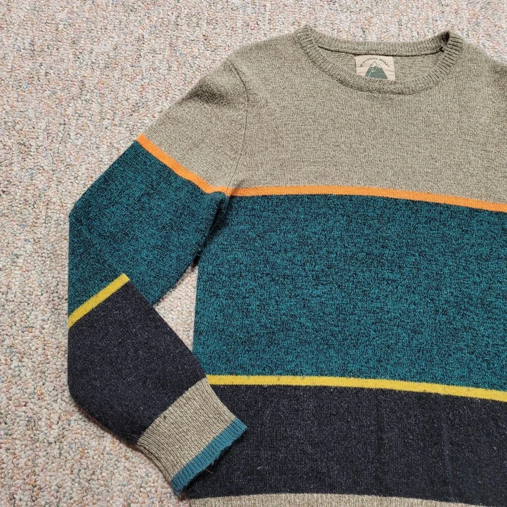 O'Hanlon Mills Sweater Men Large Multi Striped Crewneck Lambs Wool Blend Outdoor