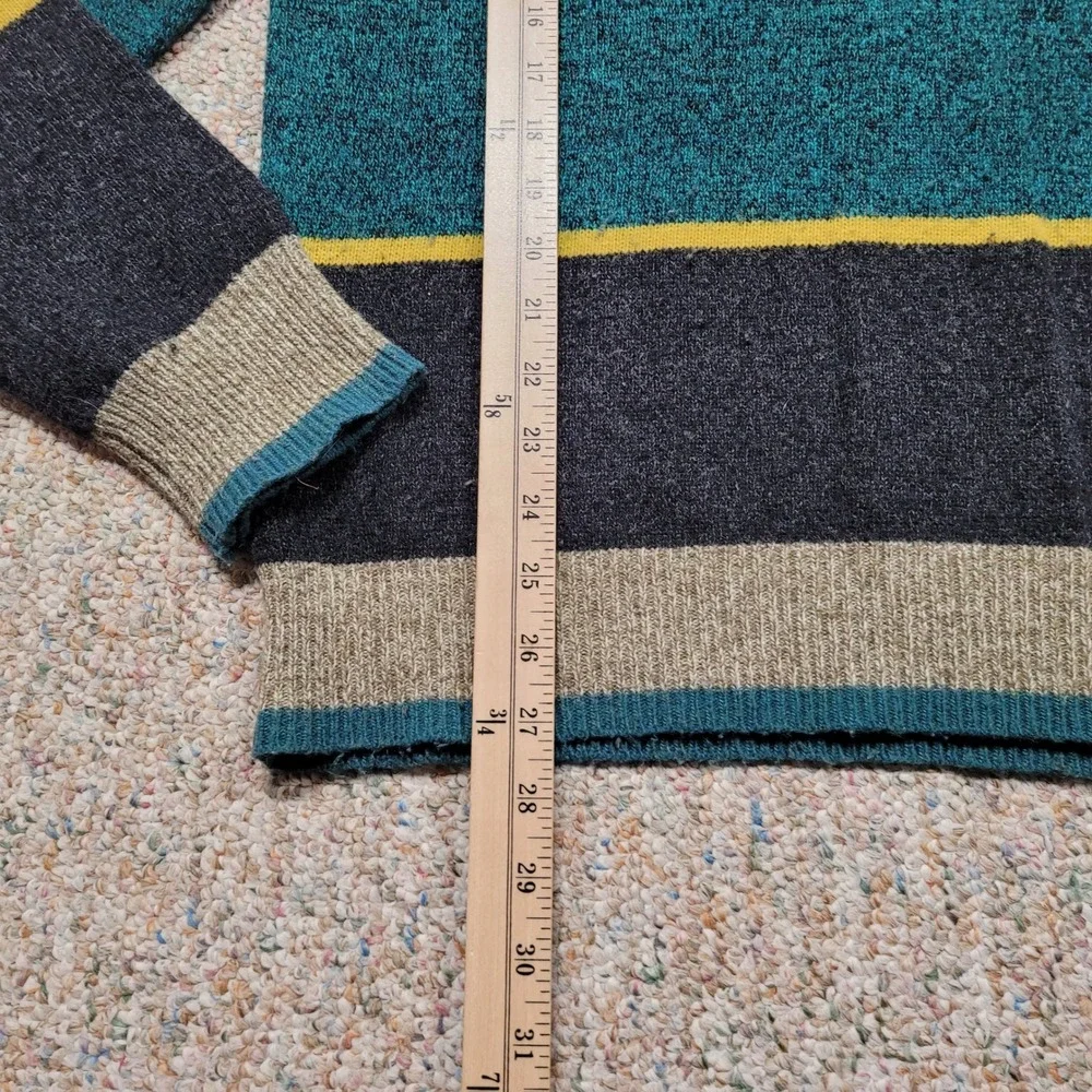 O'Hanlon Mills Sweater Men Large Multi Striped Crewneck Lambs Wool Blend Outdoor