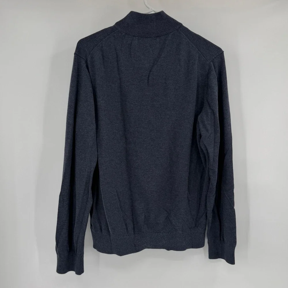 Vineyard Vines Quarter Zip Pullover Sweater Mens Medium Blue Cotton Ribbed Logo
