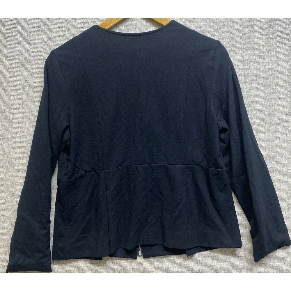 J. Jill Wearever Jacket Women S Petite Black Full Zip Peplum Ponte Career Streth