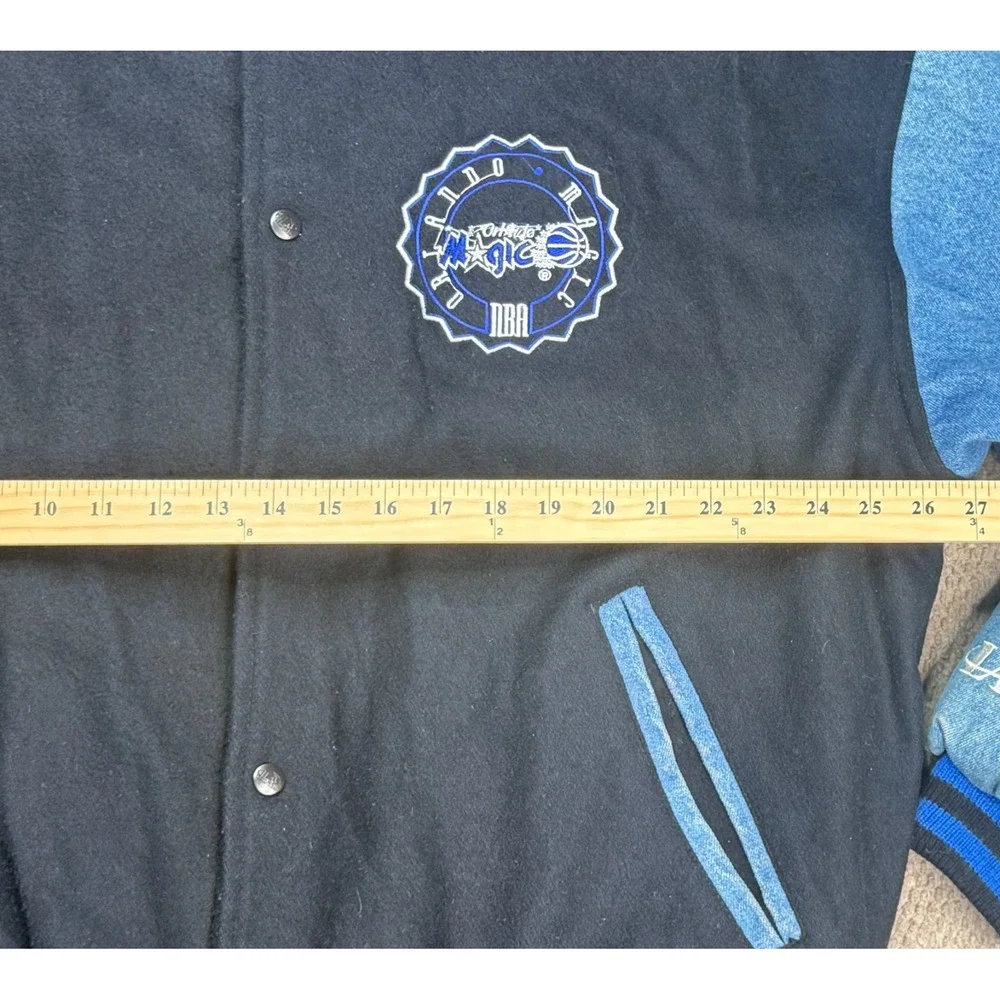 Logo Athletic Vtg Rare NBA‎ Orlando Magic Denim & Wool Varsity Jacket Size XL