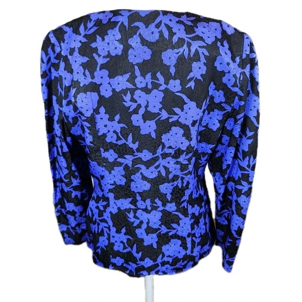 David Warren All Silk Jacket Blazer Womens 14‎ Purple Black Wrap Career Church