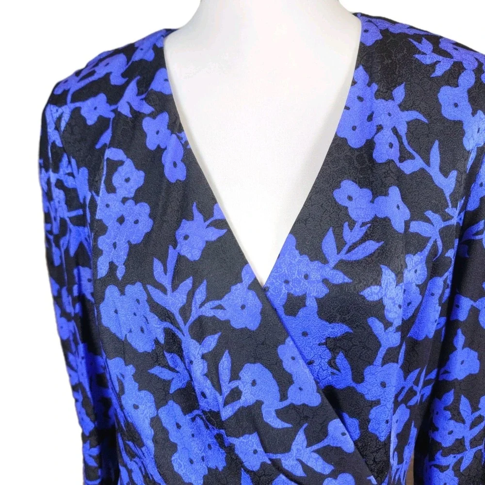 David Warren All Silk Jacket Blazer Womens 14‎ Purple Black Wrap Career Church