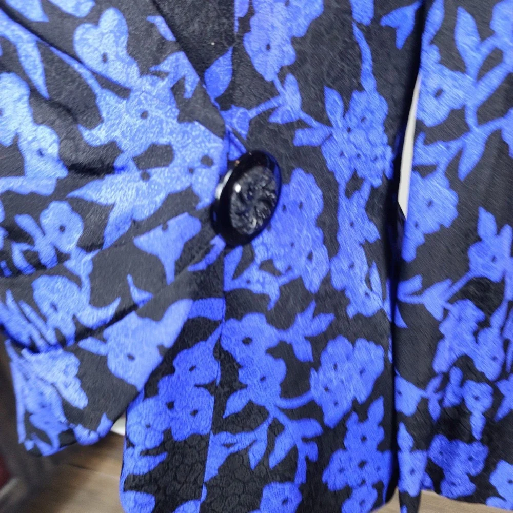 David Warren All Silk Jacket Blazer Womens 14‎ Purple Black Wrap Career Church