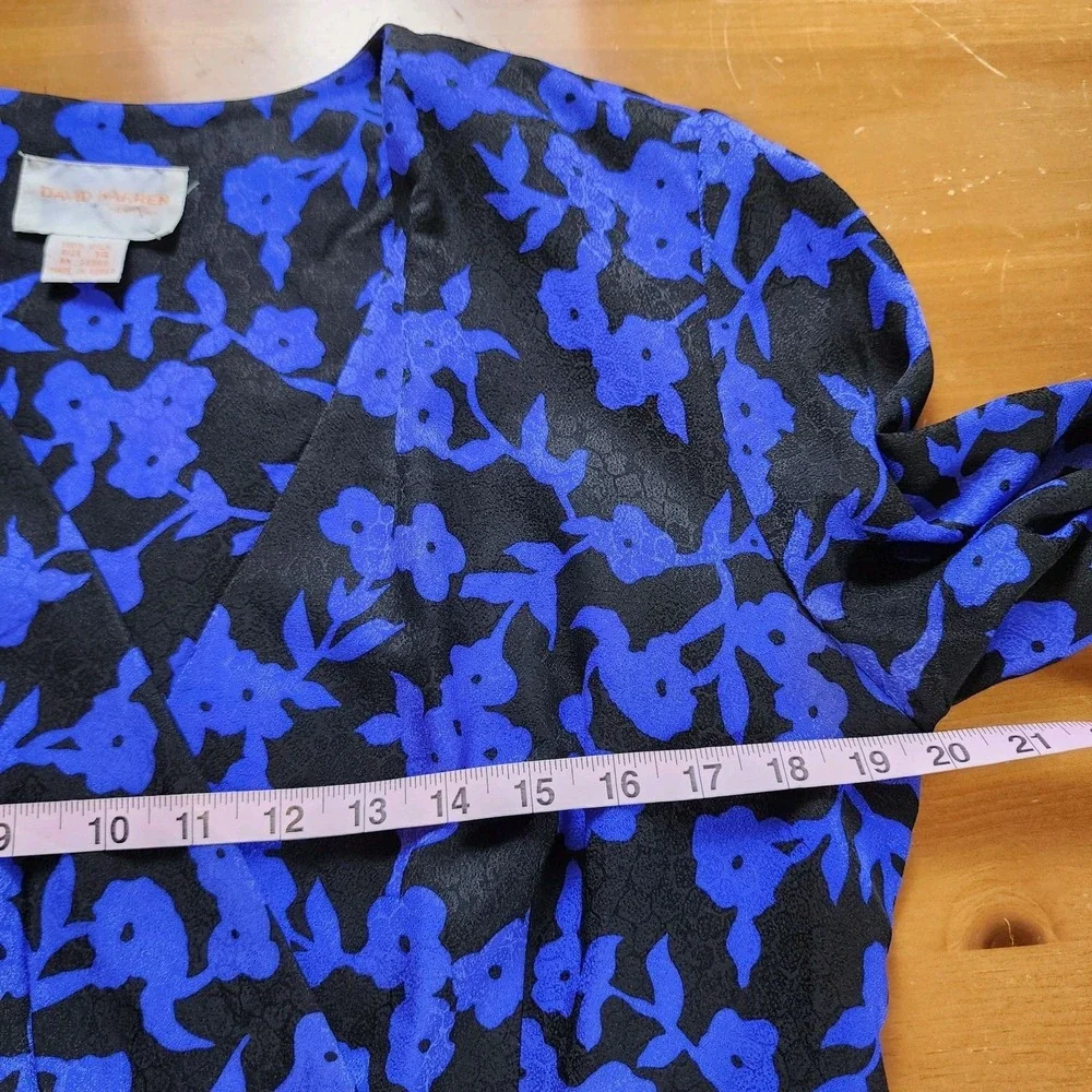 David Warren All Silk Jacket Blazer Womens 14‎ Purple Black Wrap Career Church