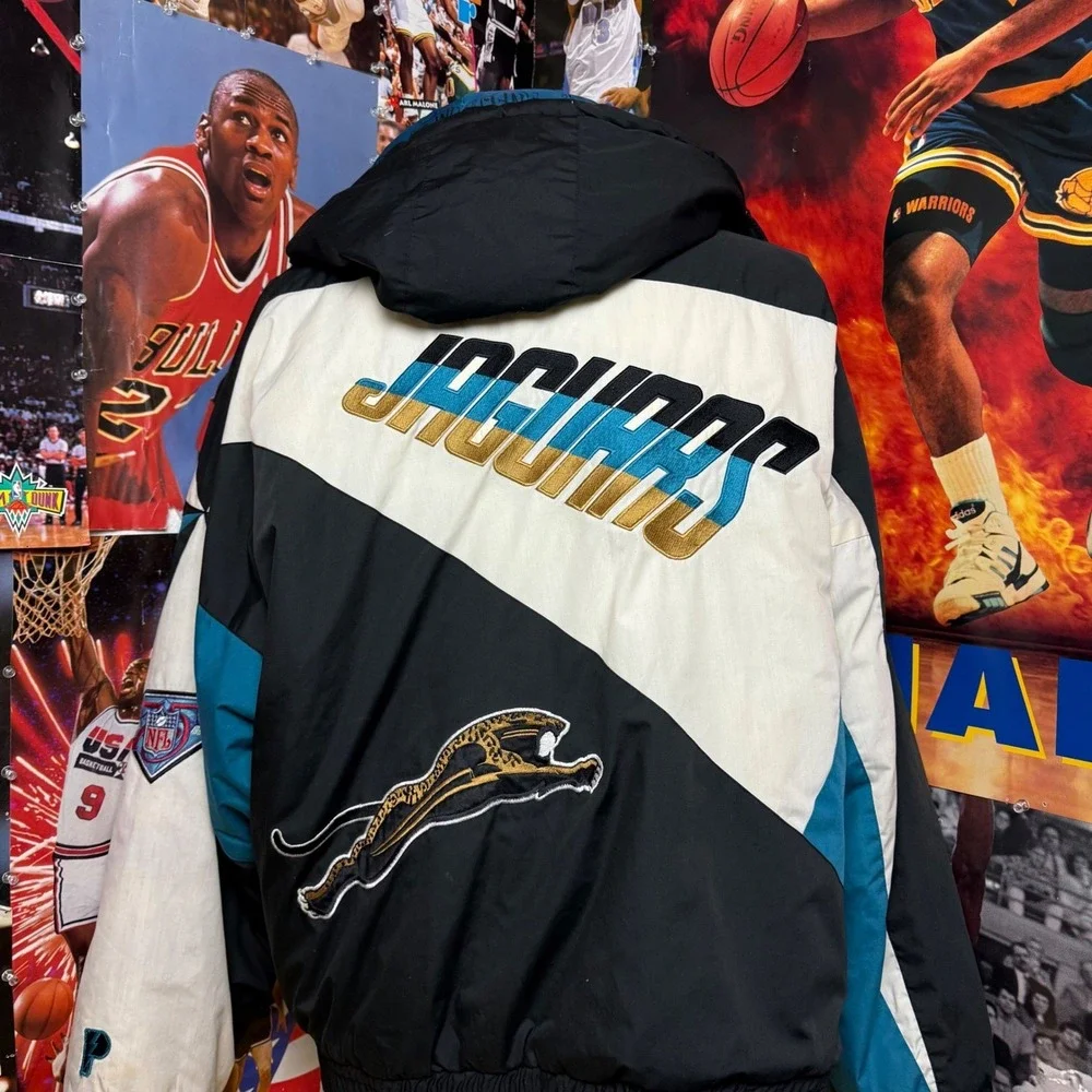 Vintage 90s Jacksonville Jaguars NFL Pro Player Jacket Rare Banned Logo Sz XL