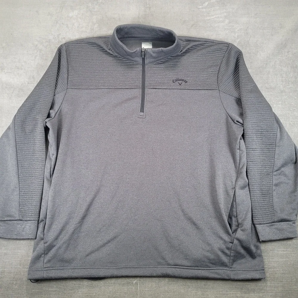 Callaway Mens XXL Gray Textured‎ 1/4 Zip Golf Pullover Fleece Lined Sweatshirt