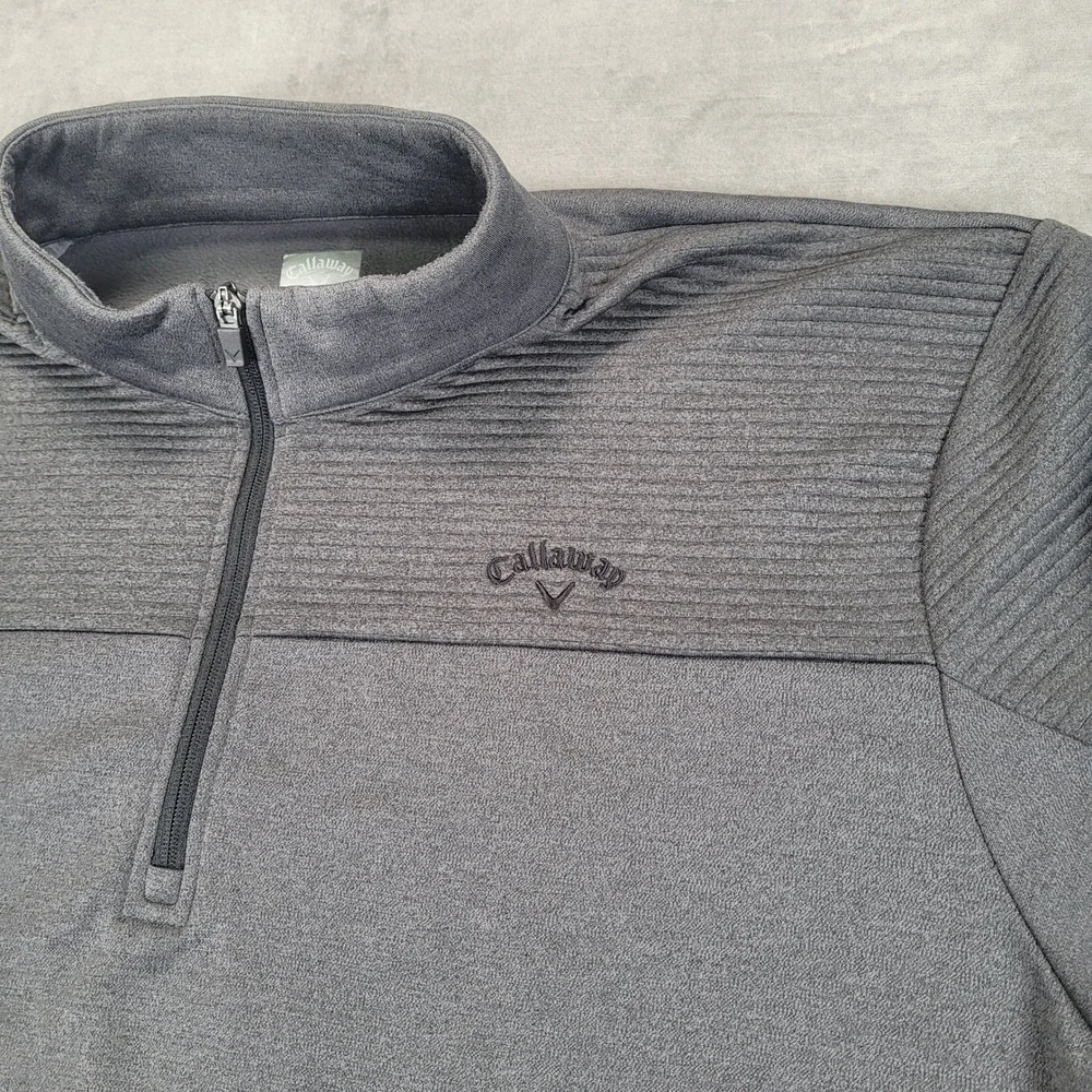 Callaway Mens XXL Gray Textured‎ 1/4 Zip Golf Pullover Fleece Lined Sweatshirt