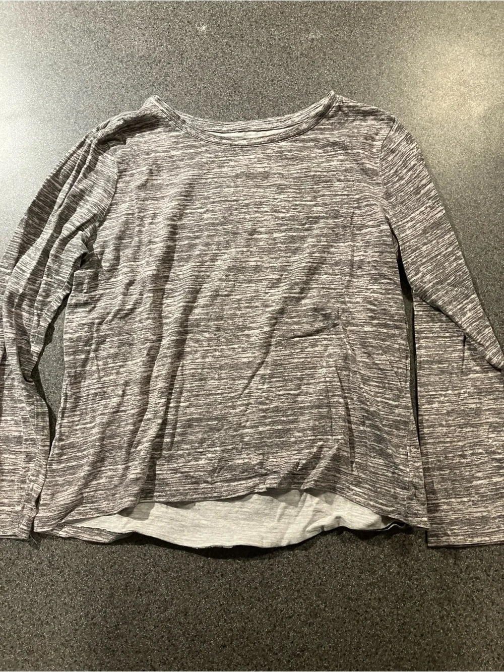 Old Navy Heathered Gray Long-Sleeve Layered-Look Top