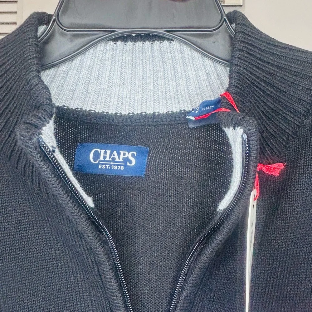 Men's Black Half-Zip Sweater with Flag Patch