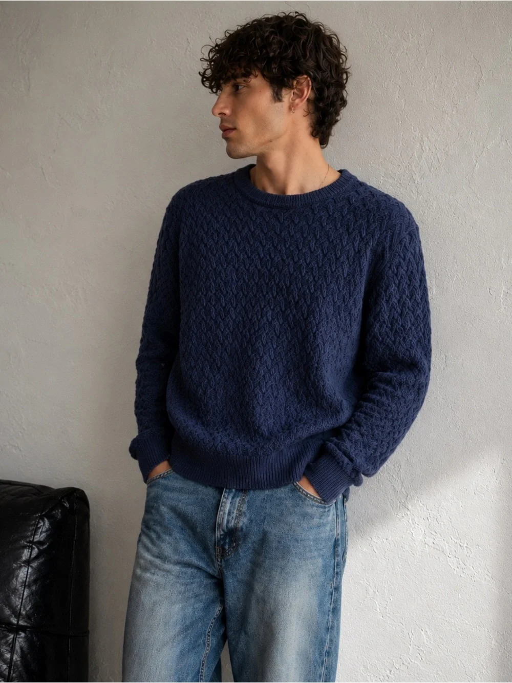 Banana Republic Cable‎ Knit Sweater Organic Cotton Minimalist Scandi Normcore L