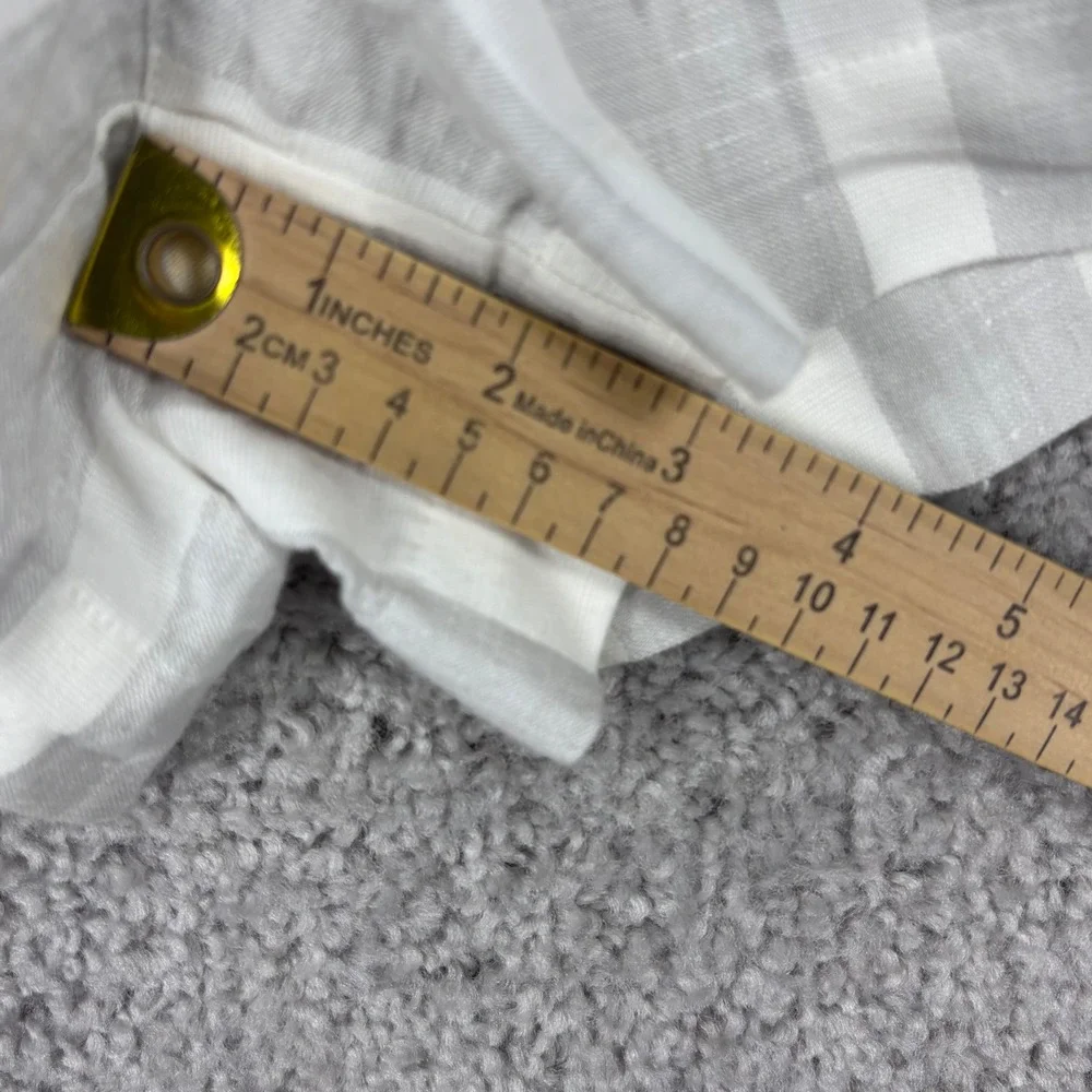 Hello Nite Linen Blend Striped Paperbag‎ Shorts Gray White Small High Rise 96Q76