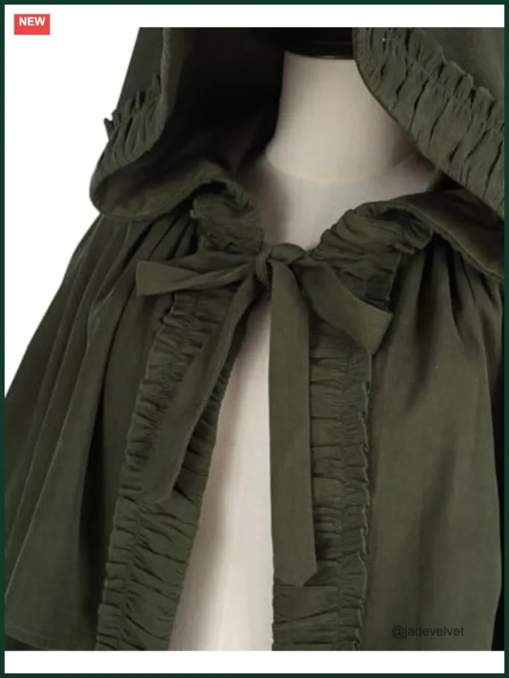 Faux Suede Hooded Cape Medieval Witch Costume Cosplay Cloak Adult
